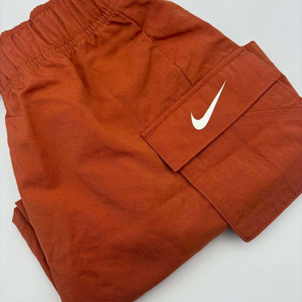 Nike Cargo Athletic Shorts‎ High Rise Drawstring Sporty Athleisure Orange XS